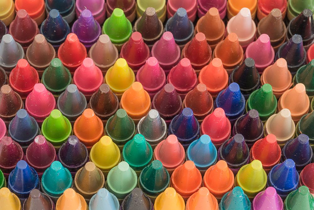 USA, Washington State, Seabeck. Close-up of crayons. in box.